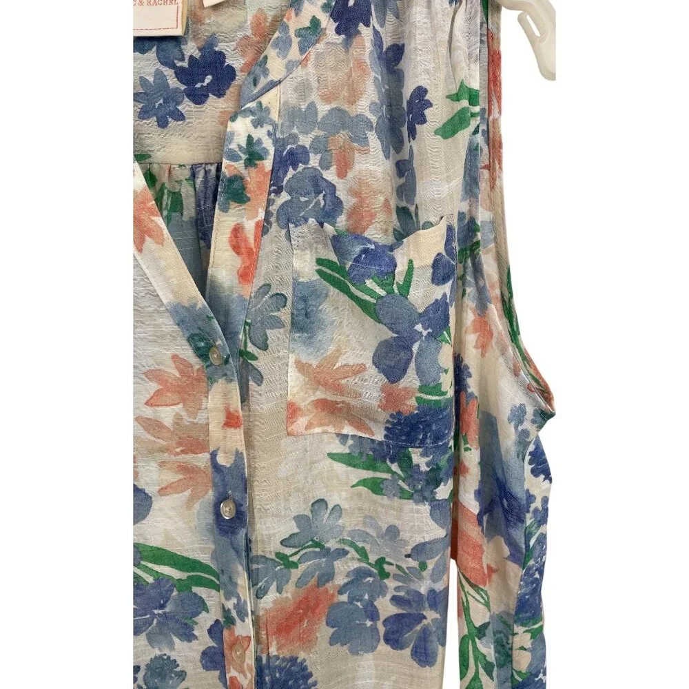 Zac & Rachel Floral Sleeveless Tie Front Button Up Shirt Womens Size Large - Picture 4 of 9
